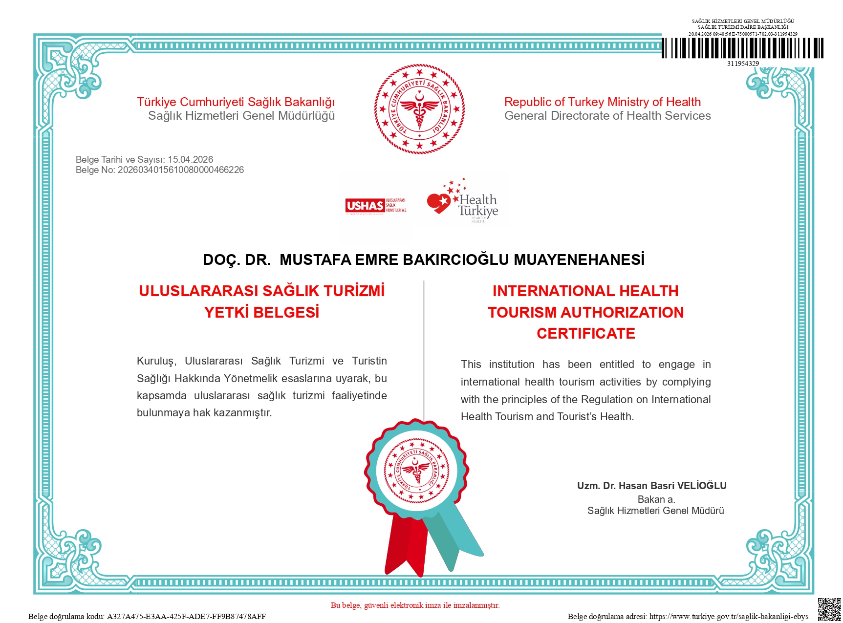 Emre Bakırcıoğlu Yetki Belgesi